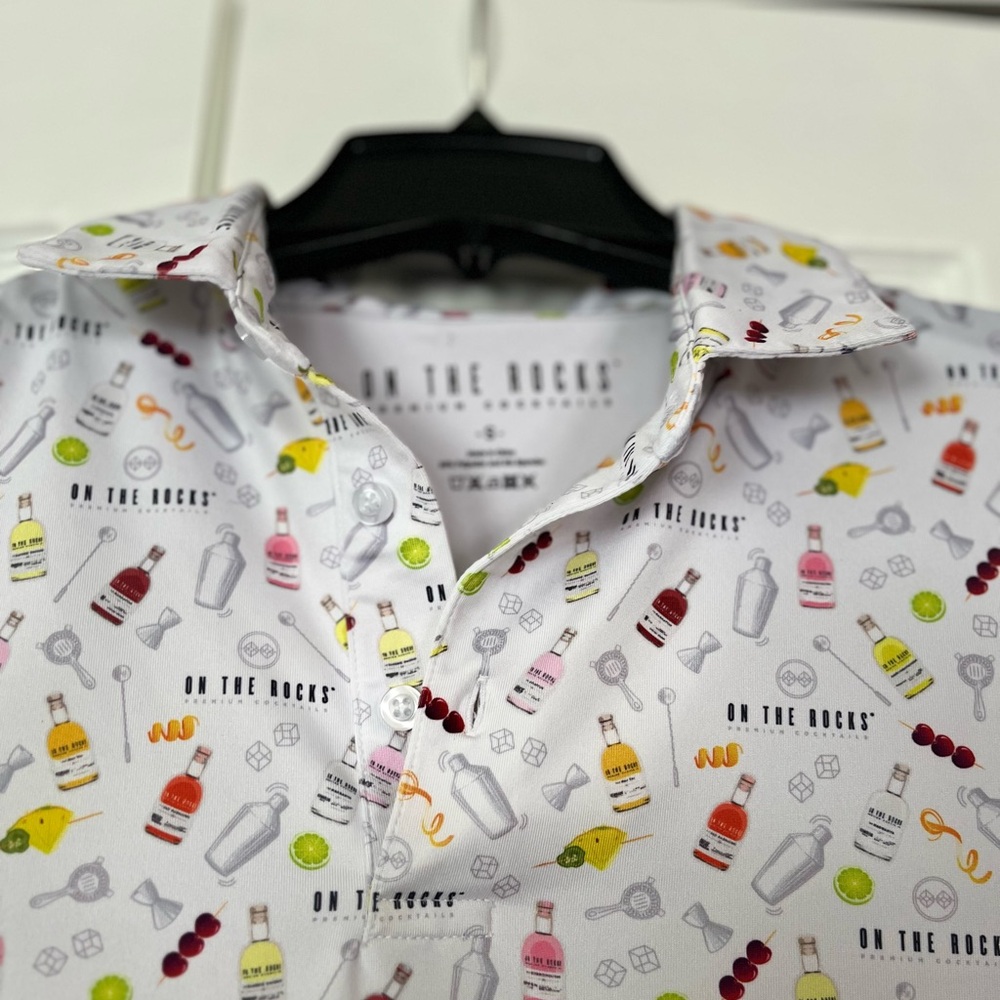 On The Rocks Cocktail Pattern Polo Shirt
